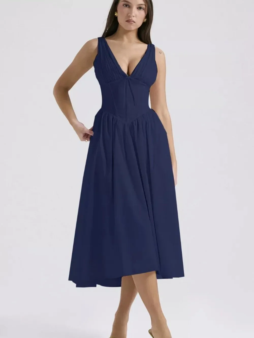 V-Neck Sleeveless Midi Dress - Picture 13 of 16